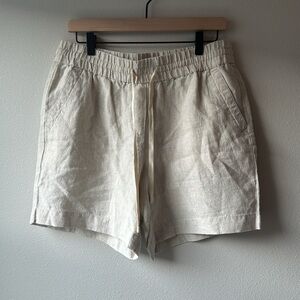 NWT Talbots 100% Linen Beige Pull-on Shorts